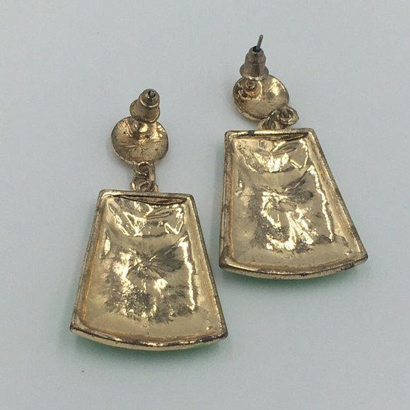 Mint Green ENAMELED Gold Tone Summer Dangle Post Pierced EARRINGS - Picture 4 of 6